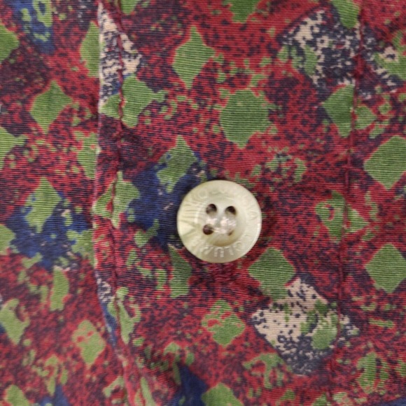 Columbia Shirt Mens‎ Large Red Button Down Short Sleeve Geometric Pocket - Picture 7 of 13